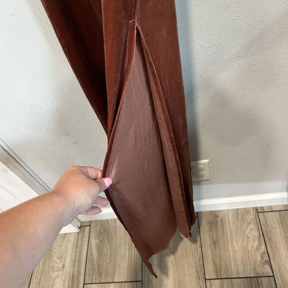 Forever 21 Womens Velvet Dress Small Orange Side Split Strappy Event Party - Picture 3 of 8